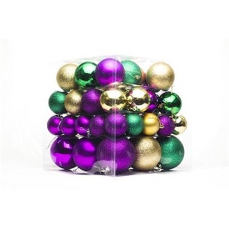 WINTERLAND Winterland WL-ORN-62PK-GPG 62 Piece Ball Ornament Set - Green; Purple & Gold WL-ORN-62PK-GPG